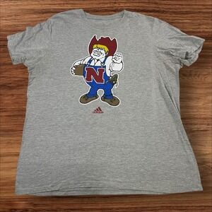 Adidas Nebraska Cornhuskers T Shirt Large Gray Football Graphic Tee